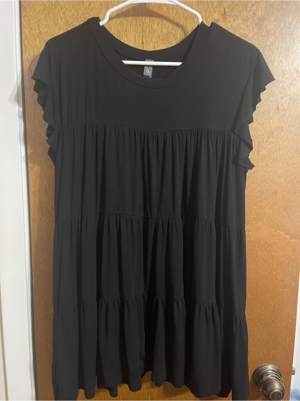 Black Tiered Ruffle Sleeve Women's Dress
